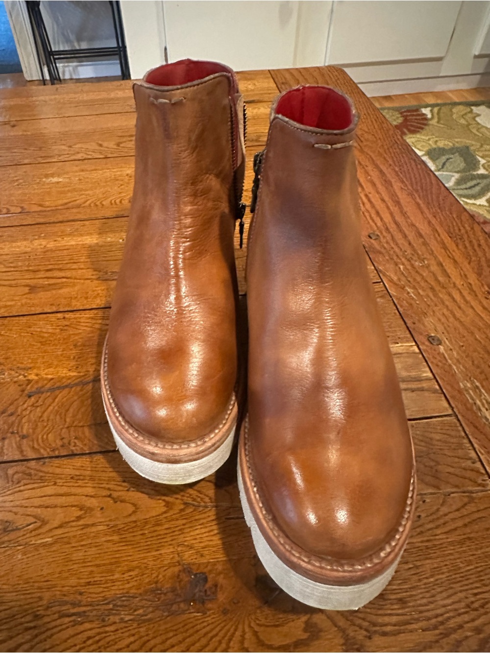 Bed Stu Lydyi Bootie Tan Rustic Distressed Leather Lug Sole Ankle Boots Size 8 - Picture 4 of 9